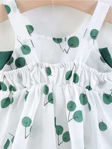 Baby Cherry Print Bow Front Cami Dress & With Hat - White - View 4