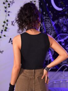 Our Grunge Punk Solid Cut Out Crop Tank Top, School is such