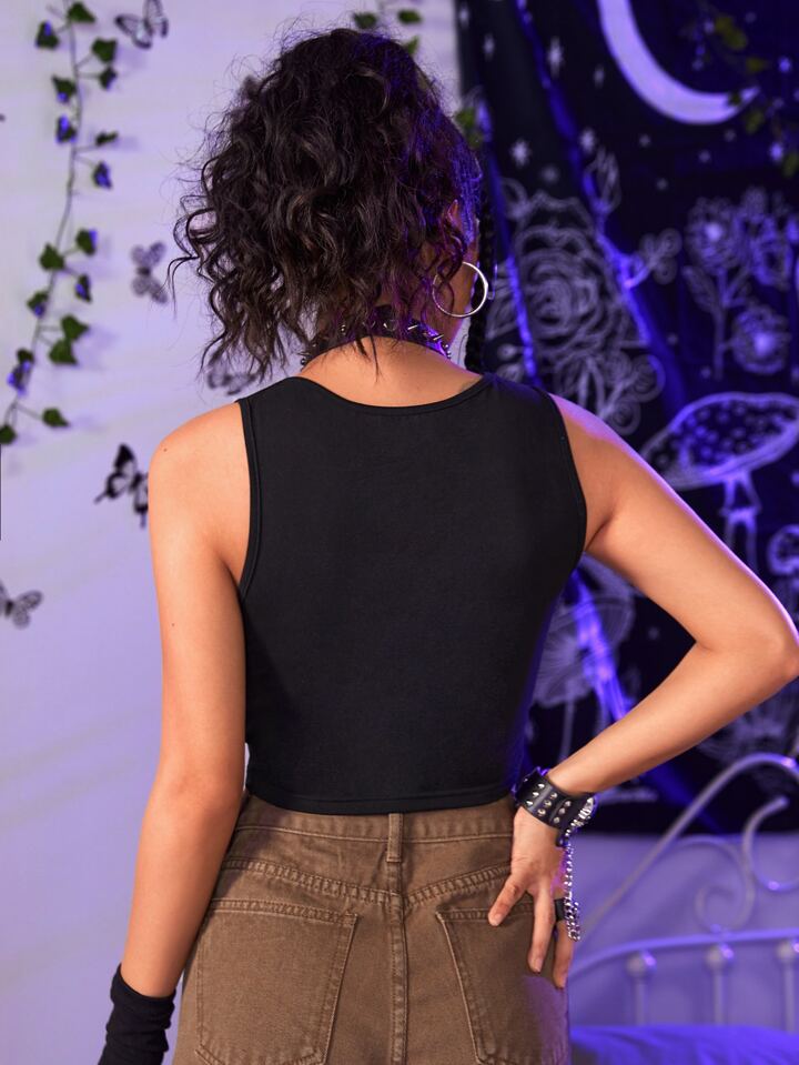トップス archive 00s grunge punk cut boarder top Our Grunge Punk Solid Cut Out Crop Tank Top, School is such
