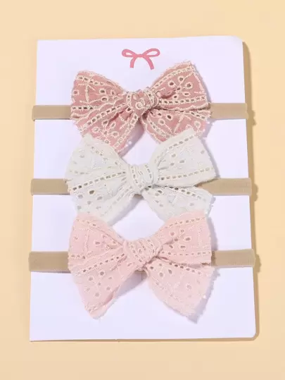 3入組嬰兒蝴蝶結裝飾髮箍