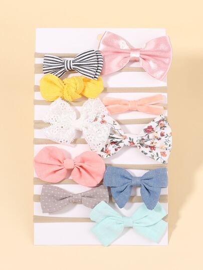 10入組嬰兒蝴蝶結裝飾髮箍