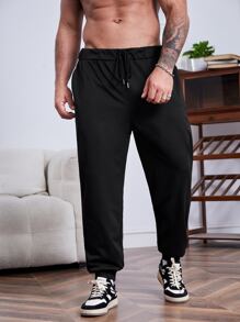 Manfinity Homme Quần thể thao Nam Dây kéo màu trơn - màu đen - Xem 1