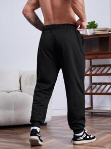 Manfinity Homme Quần thể thao Nam Dây kéo màu trơn - màu đen - Xem 2