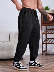 Manfinity Homme Quần thể thao Nam Dây kéo màu trơn - màu đen - Xem 4