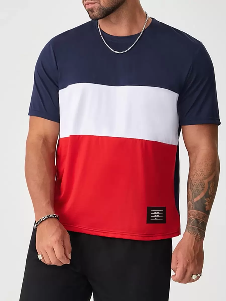 Manfinity Homme 男士補丁細節撞色T恤 - 彩色 - 查看 1