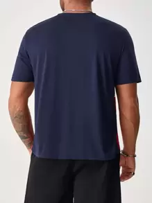 Manfinity Homme 男士補丁細節撞色T恤 - 彩色 - 查看 2