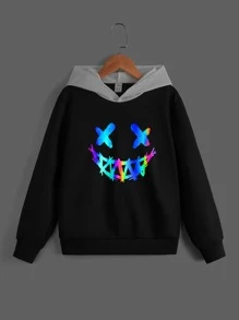 SHEIN Niños Sudadera con capucha reflectante de color combinado