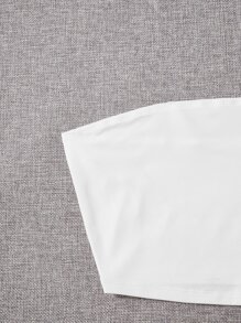SHEIN PETITE Solid Crop Tube Summer Top - White - View 4