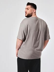 GENTILAND Men Plus Loose-Fit T-Shirt With Letter Print Graphic - Grey - View 2