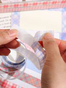 1pc Plaid Pattern Random Washi Tape - Multicolor - View 3
