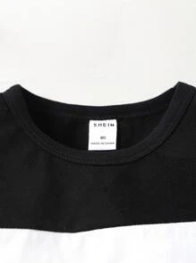 男嬰字母圖案撞色T恤和短褲 - 彩色 - 查看 3