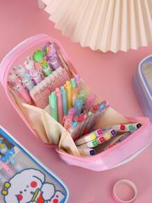 Letter & Cartoon Graphic Pencil Case - Multicolor - View 5