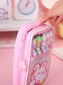 Letter & Cartoon Graphic Pencil Case - Multicolor - View 3
