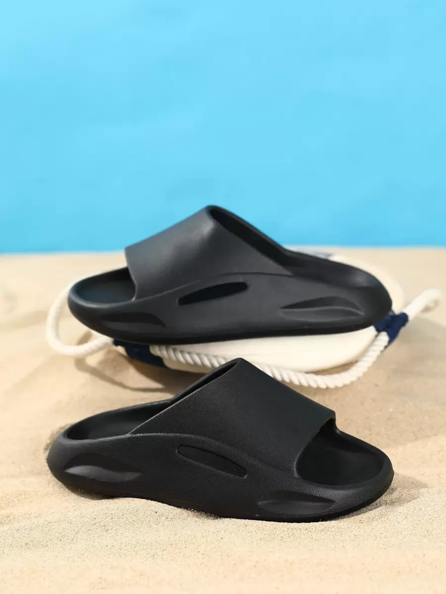 Kids' Classic Indoor & Outdoor Slippers, Anti-Slip & Durable, Black, Popular For Boys - Black - View 1