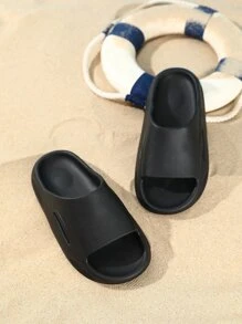 Kids' Classic Indoor & Outdoor Slippers, Anti-Slip & Durable, Black, Popular For Boys - Black - View 2