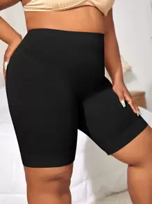 Plus Solid Simple Shapewear Shorts