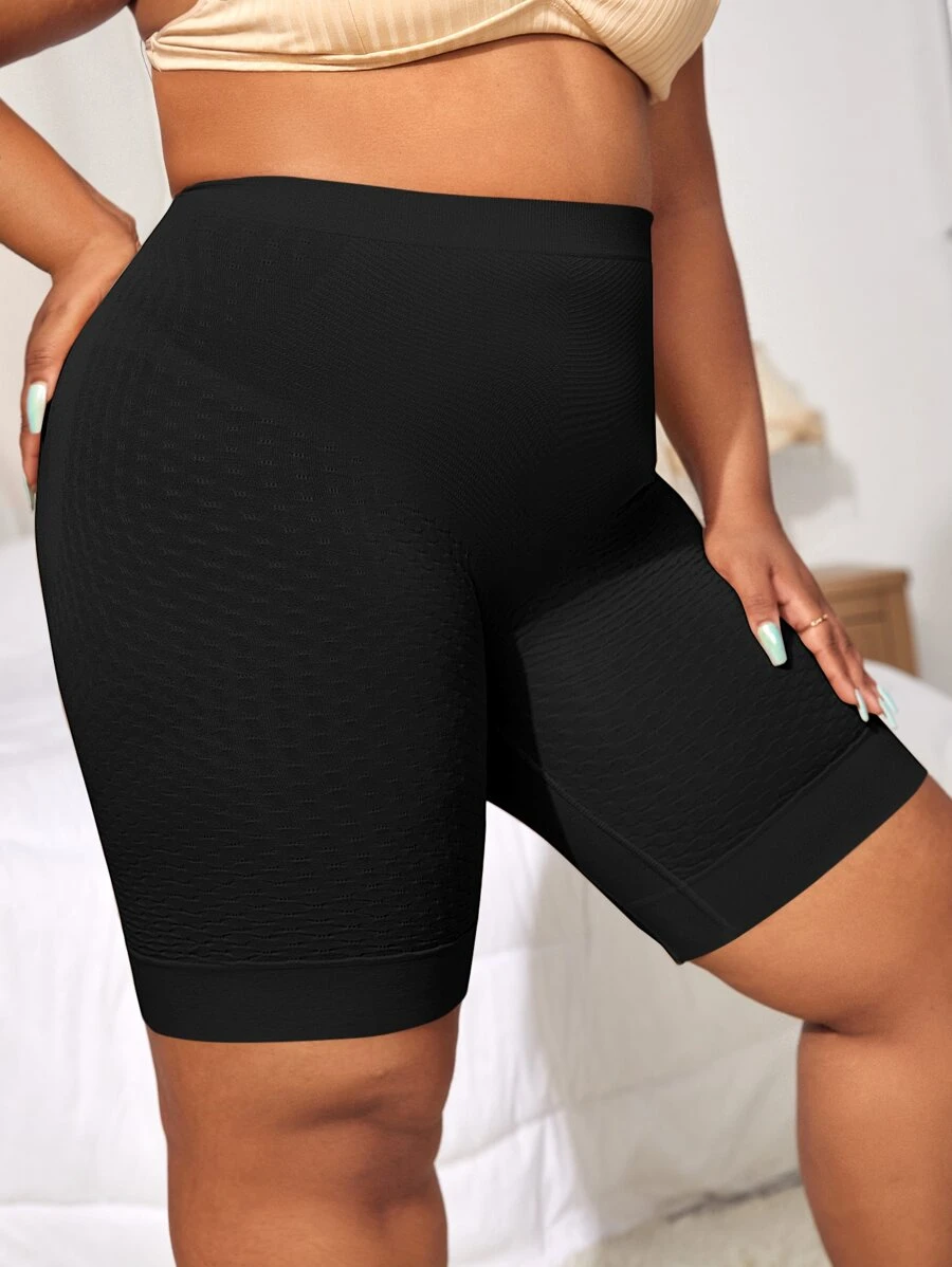 Plus Solid Simple Shapewear Shorts