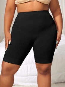 Plus Solid Simple Shapewear Shorts