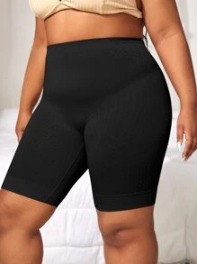 Plus Solid Simple Shapewear Shorts