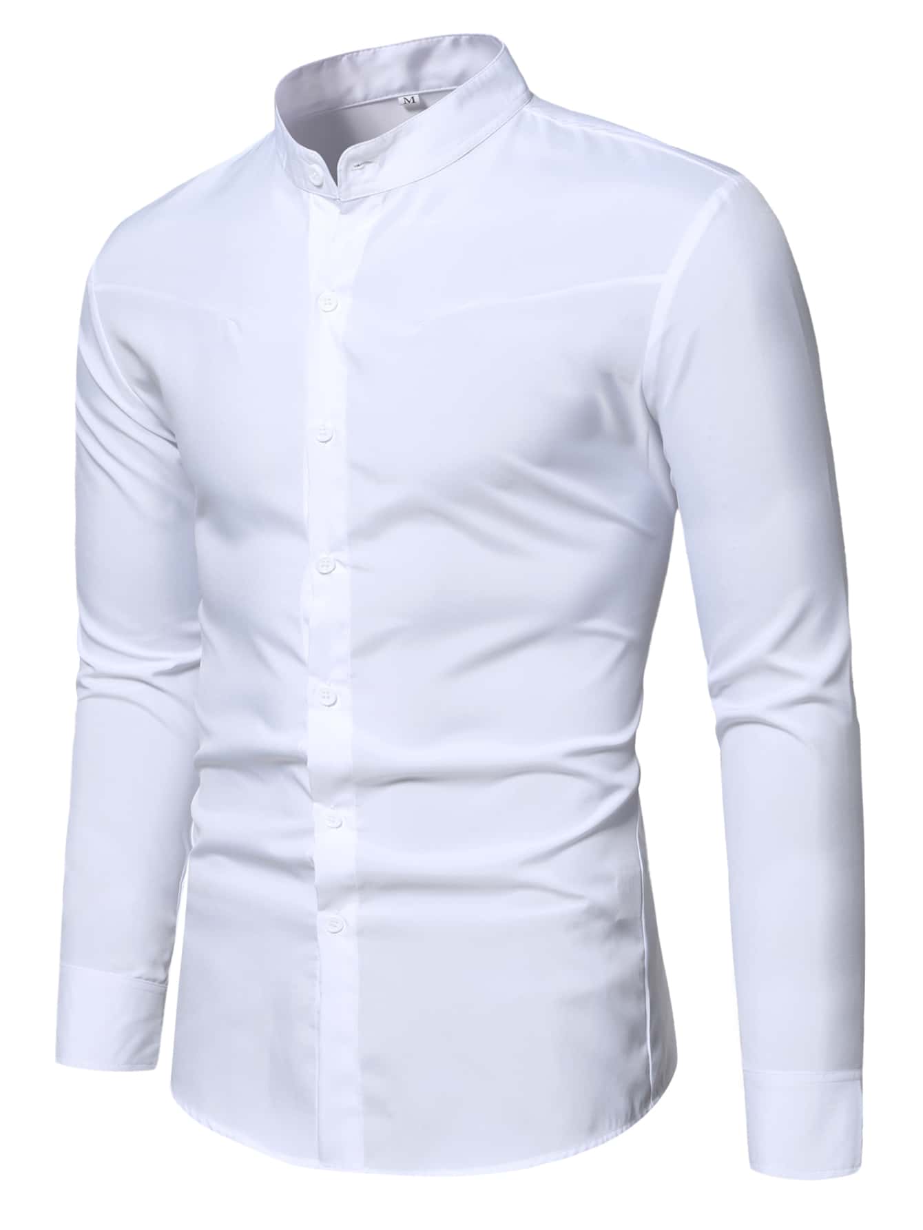Manfinity Homme Men Mock Neck Button Up Shirt