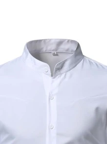 Manfinity Homme Men Mock Neck Button Up Shirt
