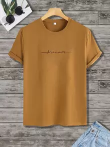 Manfinity Homme Tops Nam Lá thư Giải trí - màu nâu - Xem 1