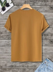 Manfinity Homme Tops Nam Lá thư Giải trí - màu nâu - Xem 2