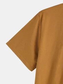 Manfinity Homme Tops Nam Lá thư Giải trí - màu nâu - Xem 3