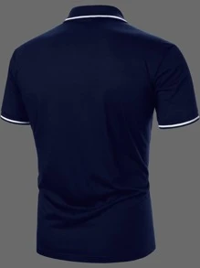 Manfinity Homme Hombres Camisa polo de color combinado ribete en contraste - Multicolor - Ver 2