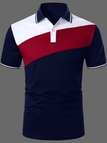Manfinity Homme Hombres Camisa polo de color combinado ribete en contraste - Multicolor - Ver 3