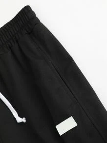 Chillumni Lỏng lẻo phù hợp Nam Vá lại Chi tiết Quần thể thao Với dây rút Eo - màu đen - Xem 6