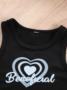 Girls Heart & Letter Graphic PJ Set - Black - View 3