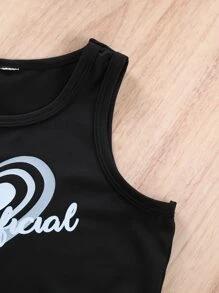 Girls Heart & Letter Graphic PJ Set - Black - View 4