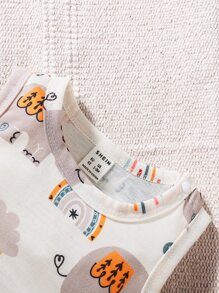 SHEIN Baby Boy Elephant & Cloud Print Tank Romper - Multicolor - View 4