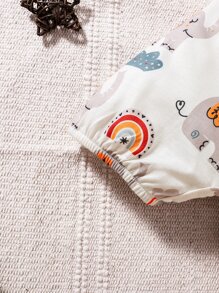 SHEIN Baby Boy Elephant & Cloud Print Tank Romper - Multicolor - View 5