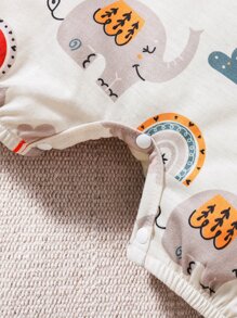 SHEIN Baby Boy Elephant & Cloud Print Tank Romper - Multicolor - View 6