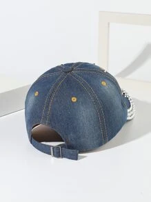 Fashion Denim Baseball Cap With Butterfly Rhinestone Decor - View 2