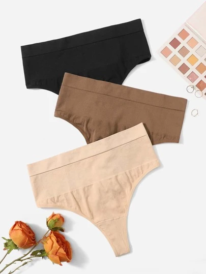 Plus Size 3-pack solida enkla trosor