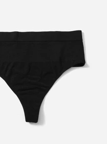 Plus Size High Waisted Plain Fabric Casual Comfy Medium Stretch Panties For Women