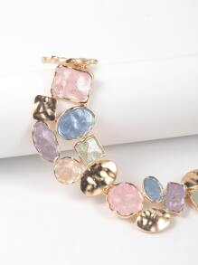 Vòng cổ & hoa tai đính đá màu khối hình học - Nhiều màu - Xem 6