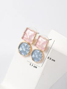 Vòng cổ & hoa tai đính đá màu khối hình học - Nhiều màu - Xem 8