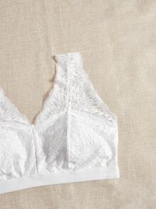 Plus Lace Wireless Bra - White - View 5