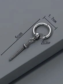 1pc Men Sword Drop Earring - Antique Silver - View 3