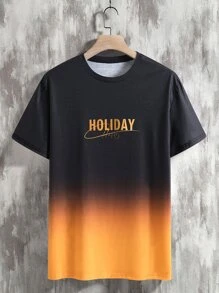 Manfinity Homme Men Ombre Letter Graphic Tee - Multicolor - View 2