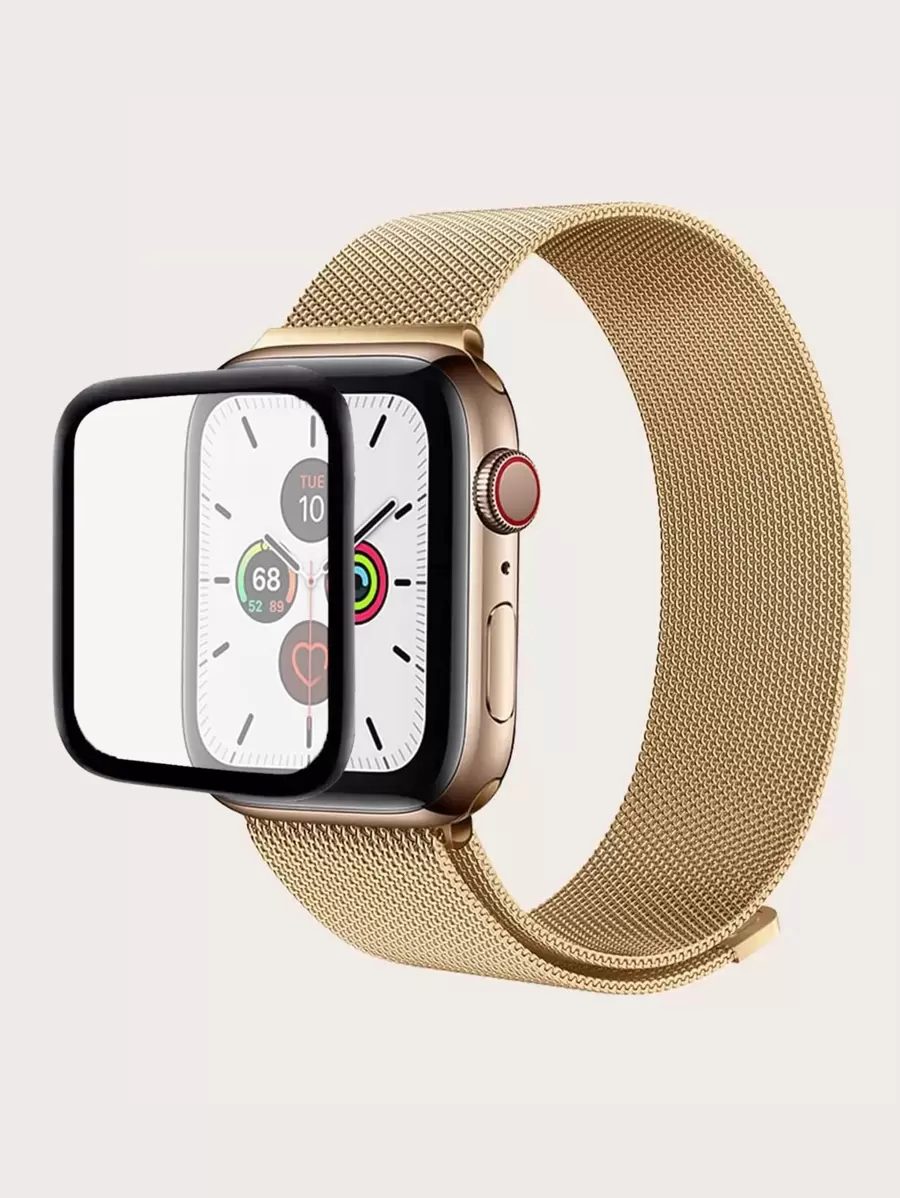 2pcs Magnetic Watchband & Screen Protector Compatible With Apple Watch - Rose Gold - View 1