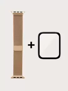 2pcs Magnetic Watchband & Screen Protector Compatible With Apple Watch - Rose Gold - View 3