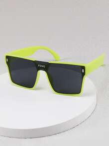 Kids Letter Detail Flat Top Shield Sunglasses