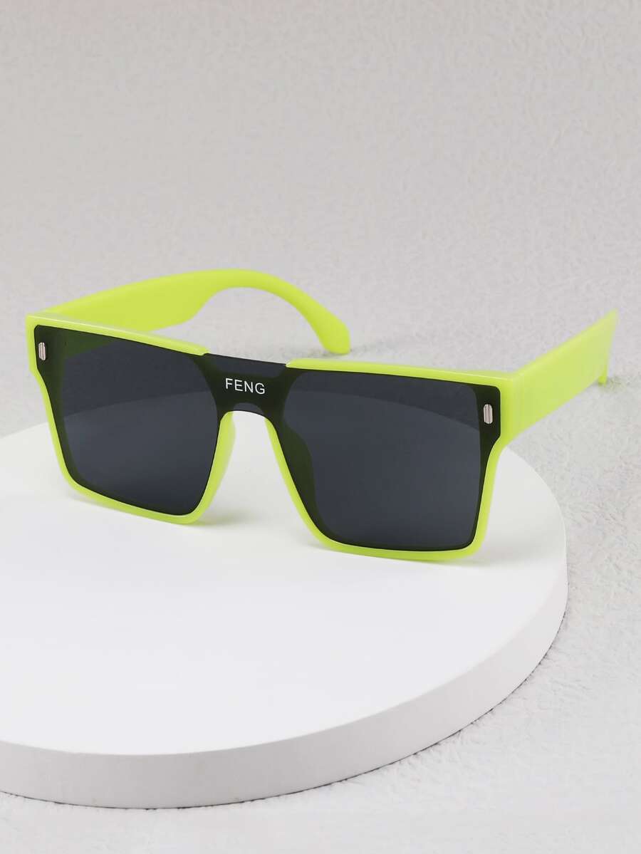Kids Letter Detail Flat Top Shield Sunglasses