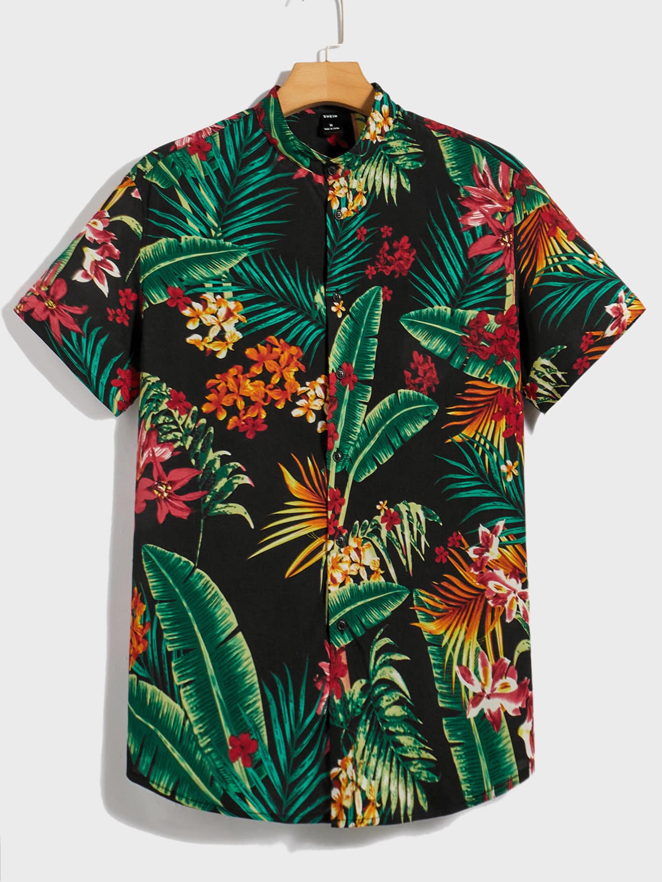Manfinity VCAY Men Tropical Print Mock Neck Shirt - Multicolor - View 1