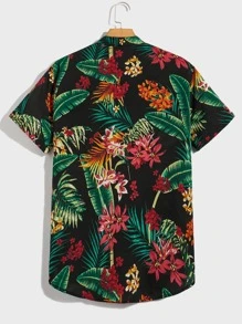 Manfinity VCAY Men Tropical Print Mock Neck Shirt - Multicolor - View 2